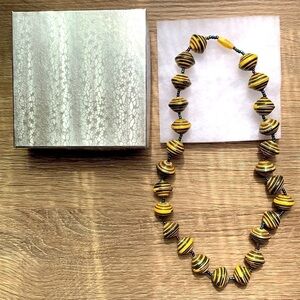Artisan African Women's Collective Necklace - Gold & Black Beads